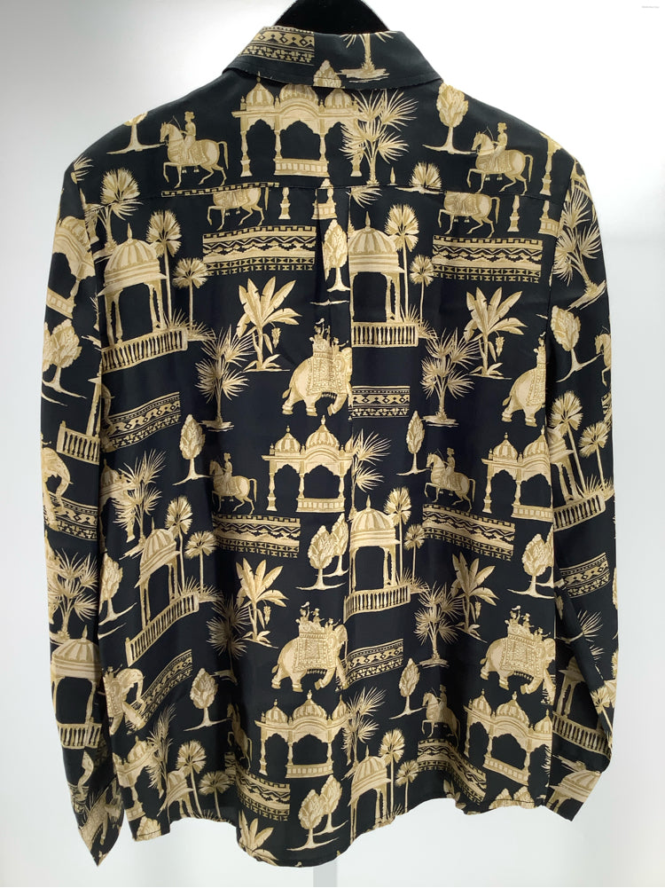 J. McLaughlin Size M Black & Tan Shirt