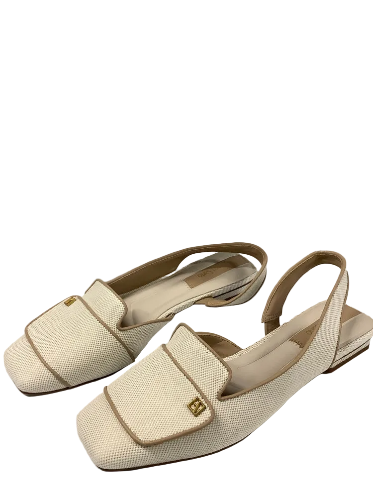 Franco Sarto Shoe Size 8.5 Beige & White Teagan Slingbacks