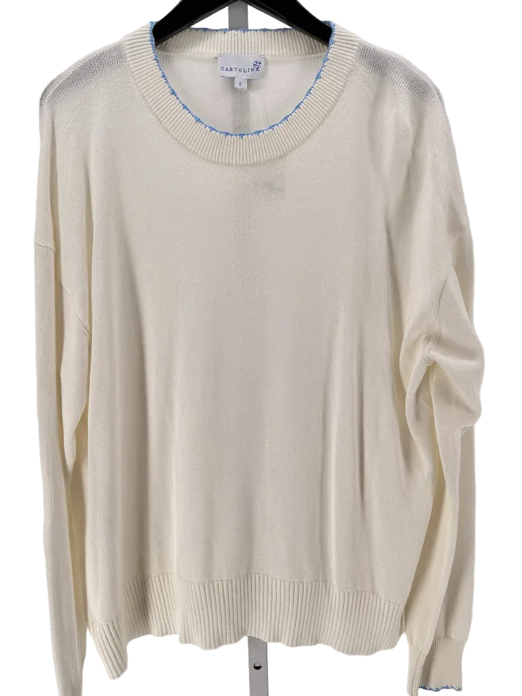Cartolina Size L Cream & Blue Sweater