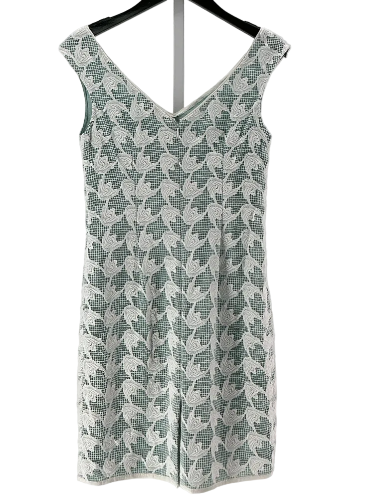Tory Burch Size 6 White & Green Brooklyn Dress