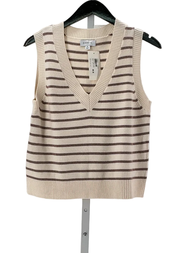 Evereve Size M Cream & Brown Sweater
