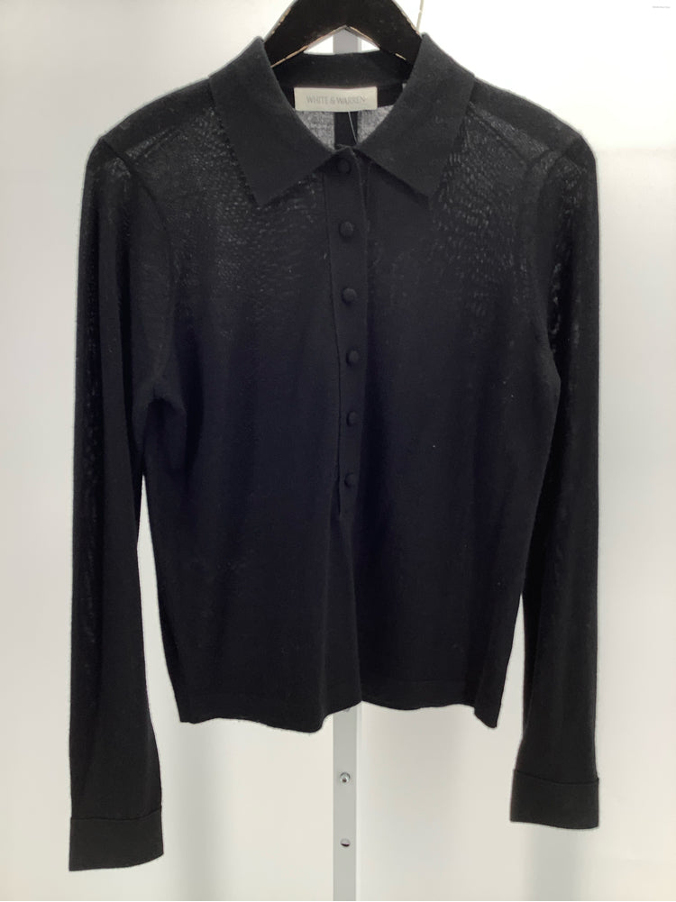 White + Warren Size S Black Cardigan