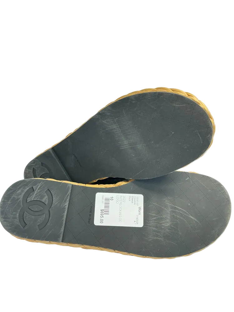 Chanel Shoe Size 10 Black Espadrille