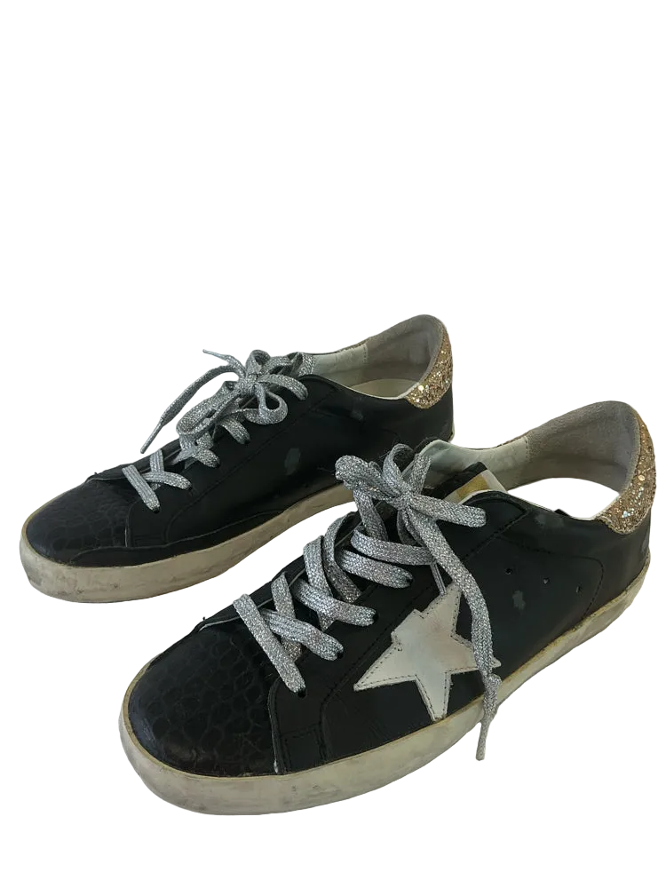 Golden Goose Shoe Size 9 Black Super-Star Sneakers