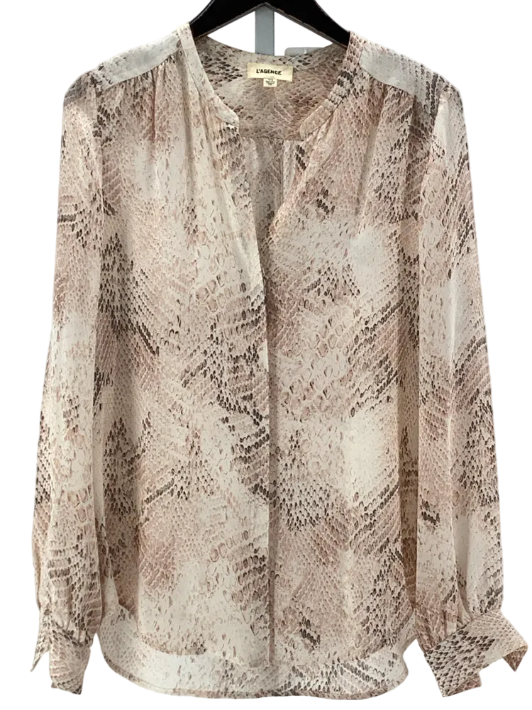 L'Agence Size M Tan Multi Shirt
