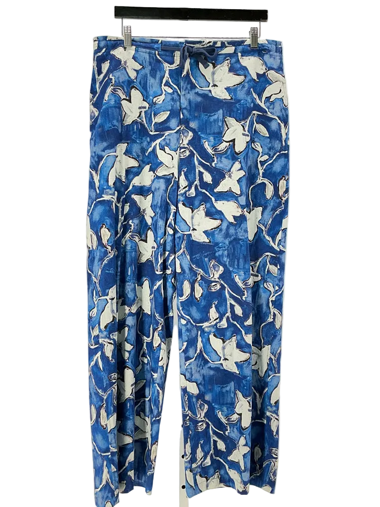 Peruvian Connection Size 12 Blue & White Pants