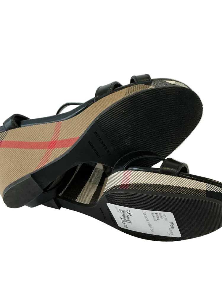 Burberry Shoe Size 7.5/8 Black multi Wedges