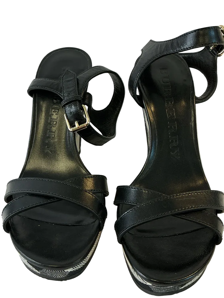 Burberry Shoe Size 7.5/8 Black multi Wedges
