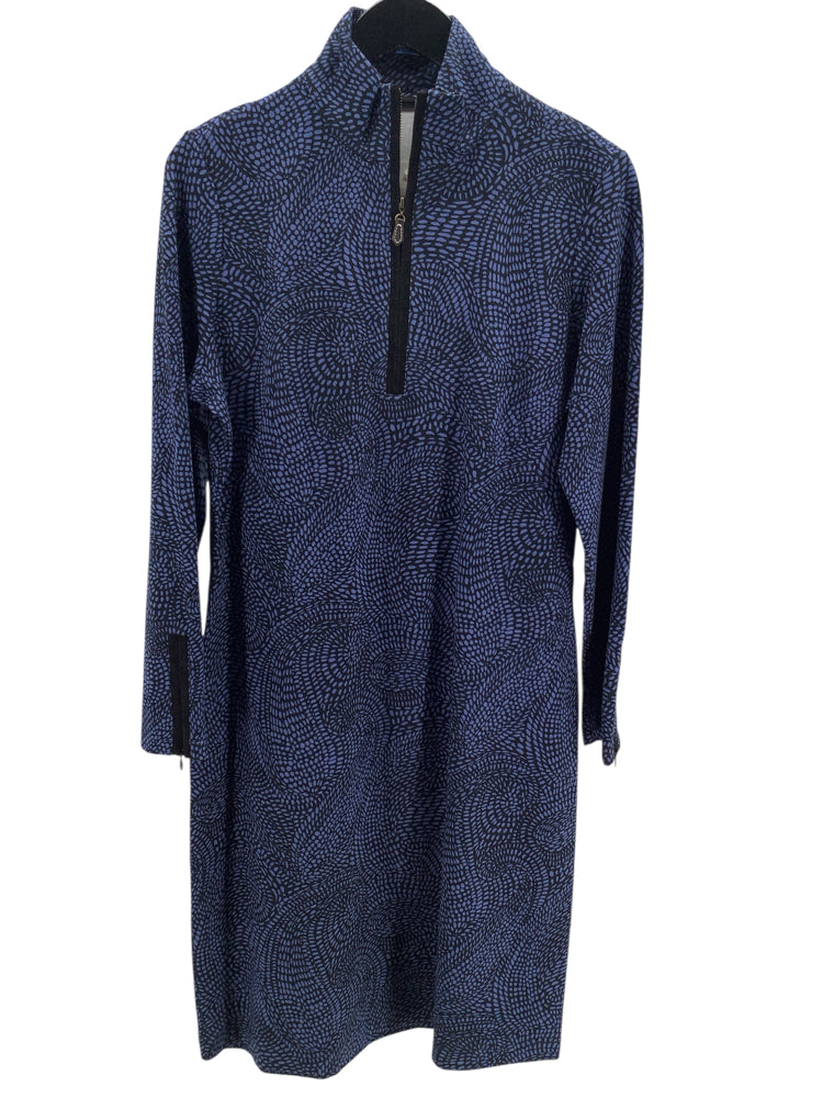 J. McLaughlin Size L Blue & Black Bedford Dress