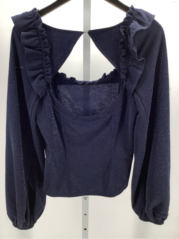 Free People Size L Navy & Silver Constellation Shirt