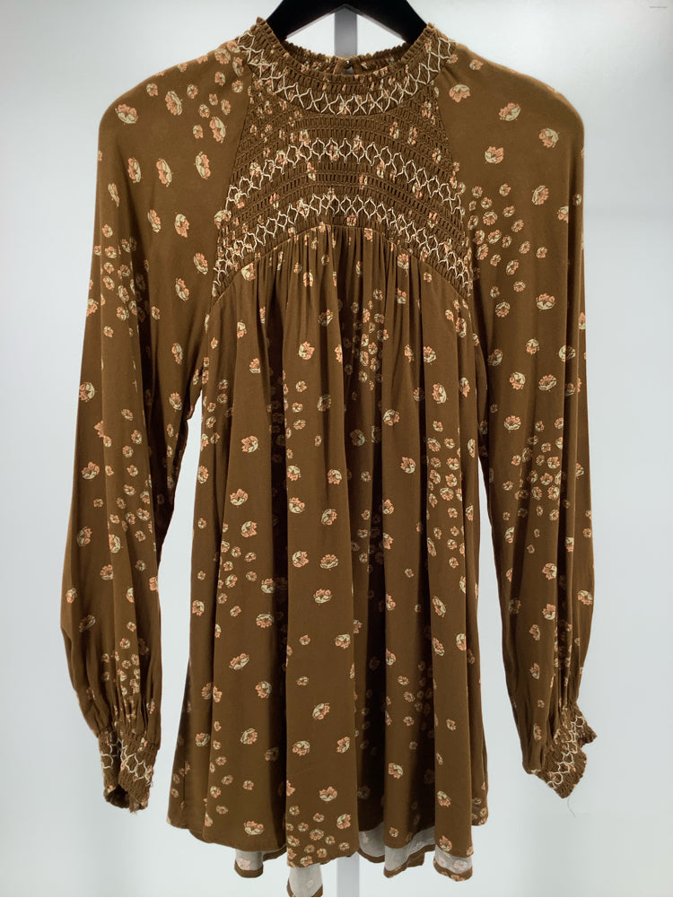 Free People Size S Brown Multi Flowers In Her Hair Tunic