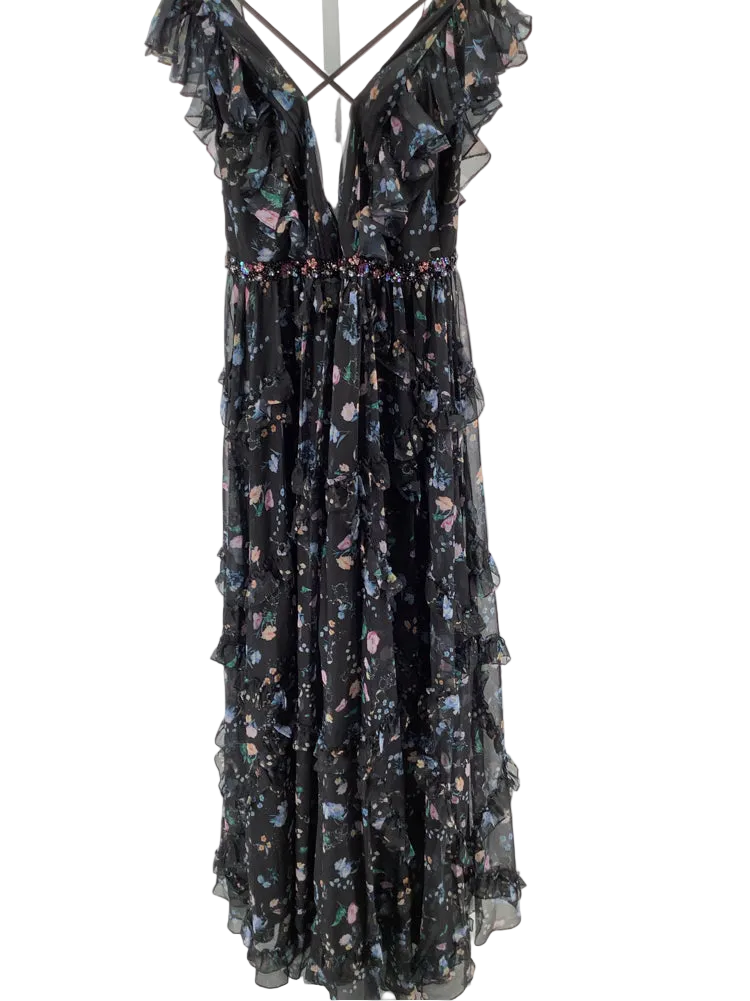 Mac Duggal Size 8 Black multi Leena Dress