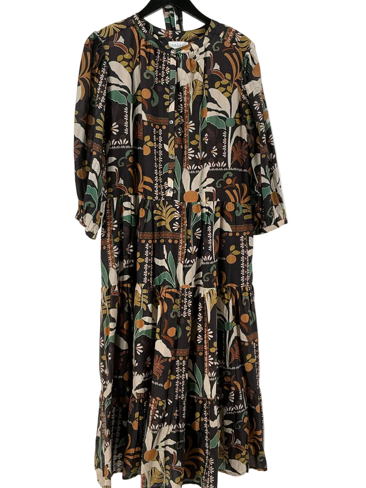 Velvet by Graham Spencer Size XL Brown Multi JOHANNA Dress