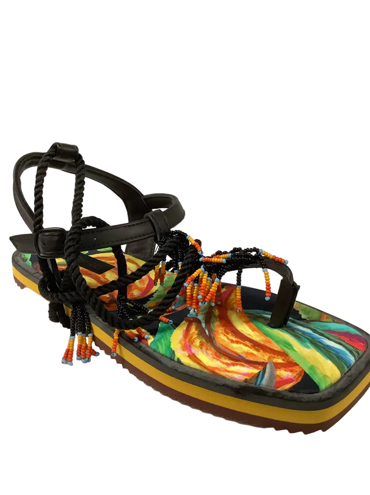 Farm Rio Shoe Size 8 Black multi Sandals