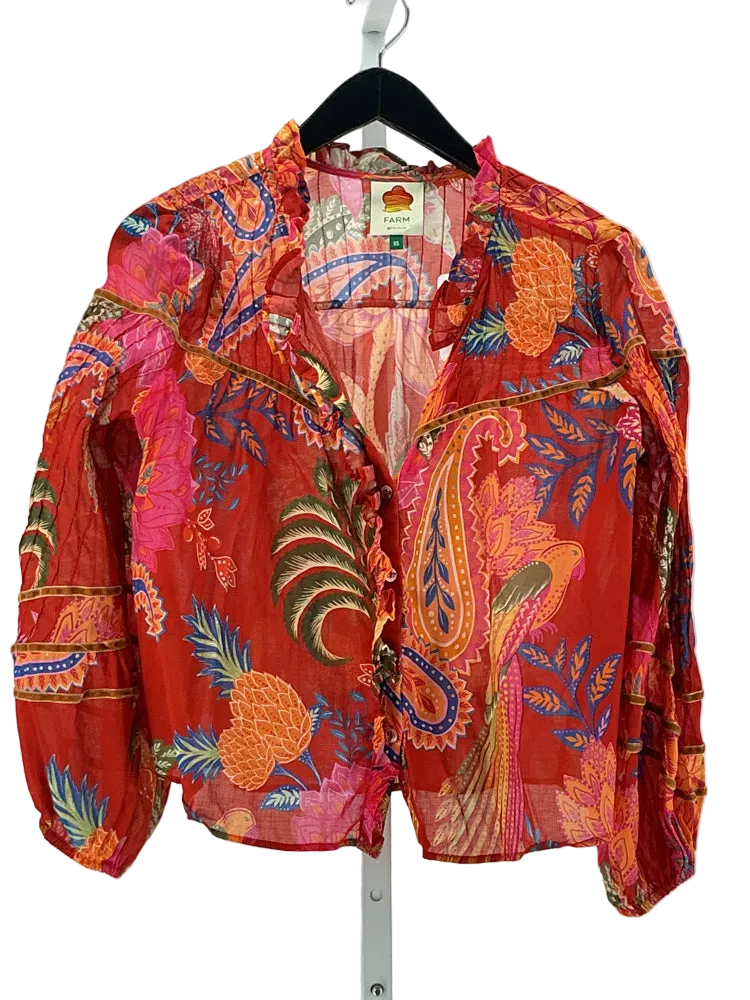 Farm Rio Size XS Red multi mystic bush Shirt