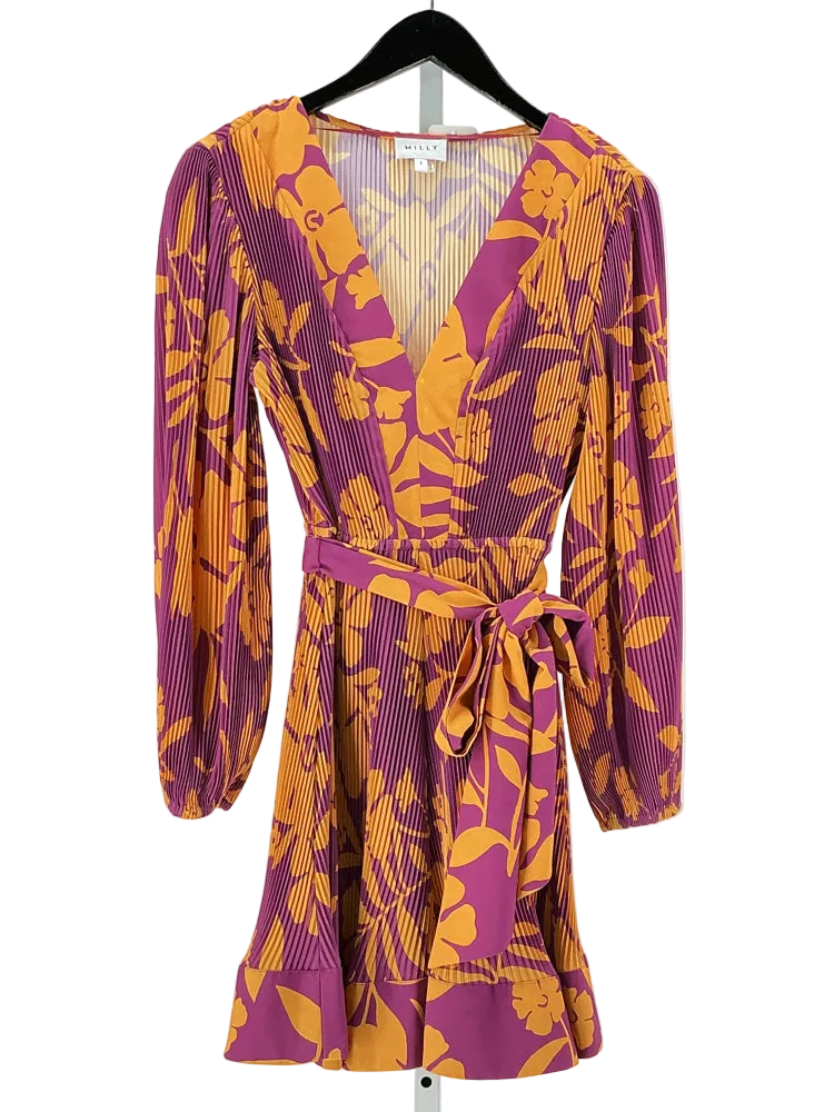 MILLY Size 4 Orange & Purple Dress