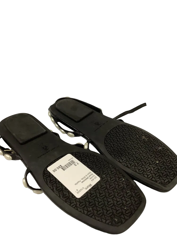Stuart Weitzman Shoe Size 7.5 Black & White Pearlita Sandals