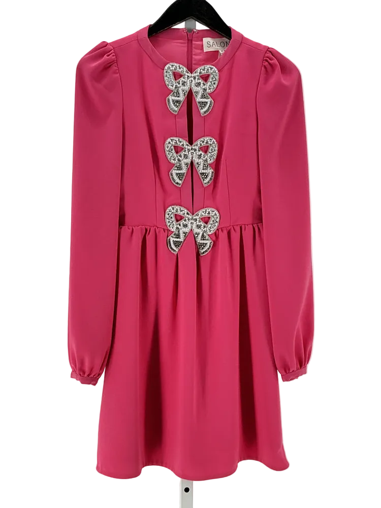 Saloni Size 2 Pink & White Dress