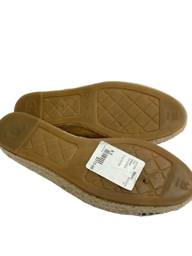 Chanel Shoe Size 8.5 Tan & Black Flats