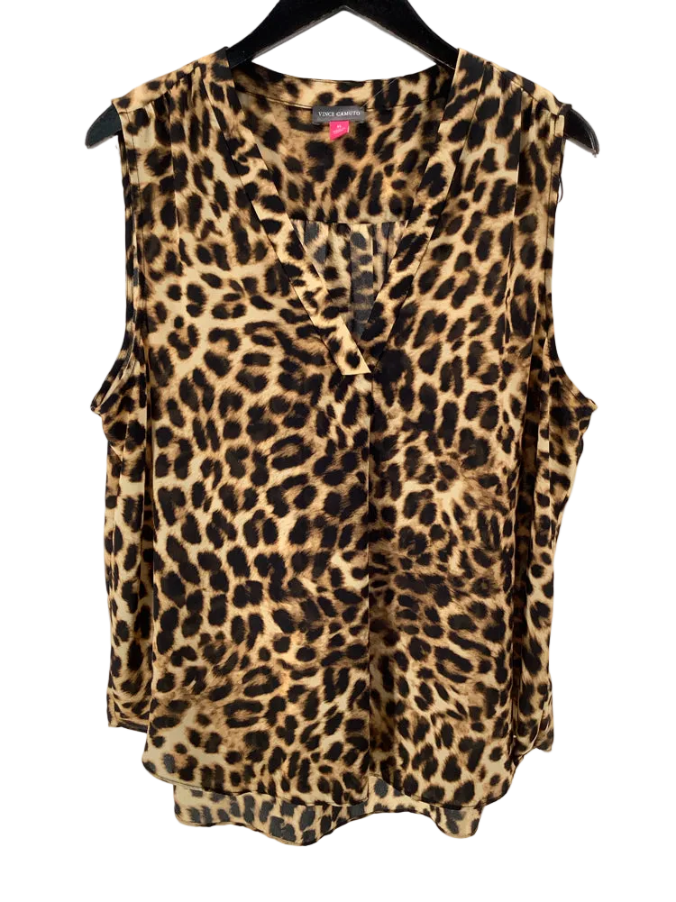 Vince Camuto Size S Black & Tan Shirt