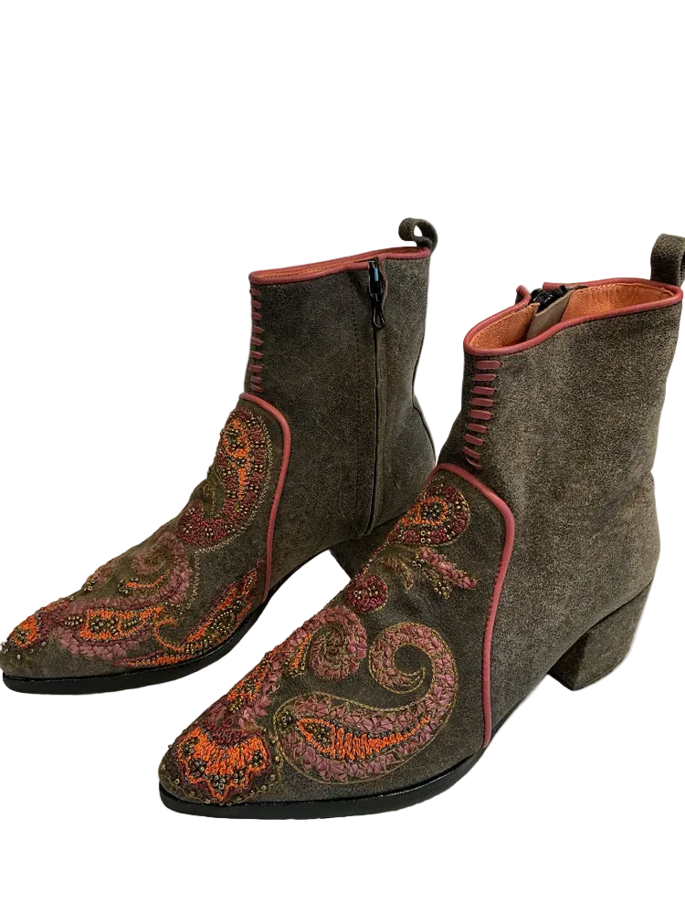 Meher Kakalia Shoe Size 6 Brown Multi Phyllis Booties