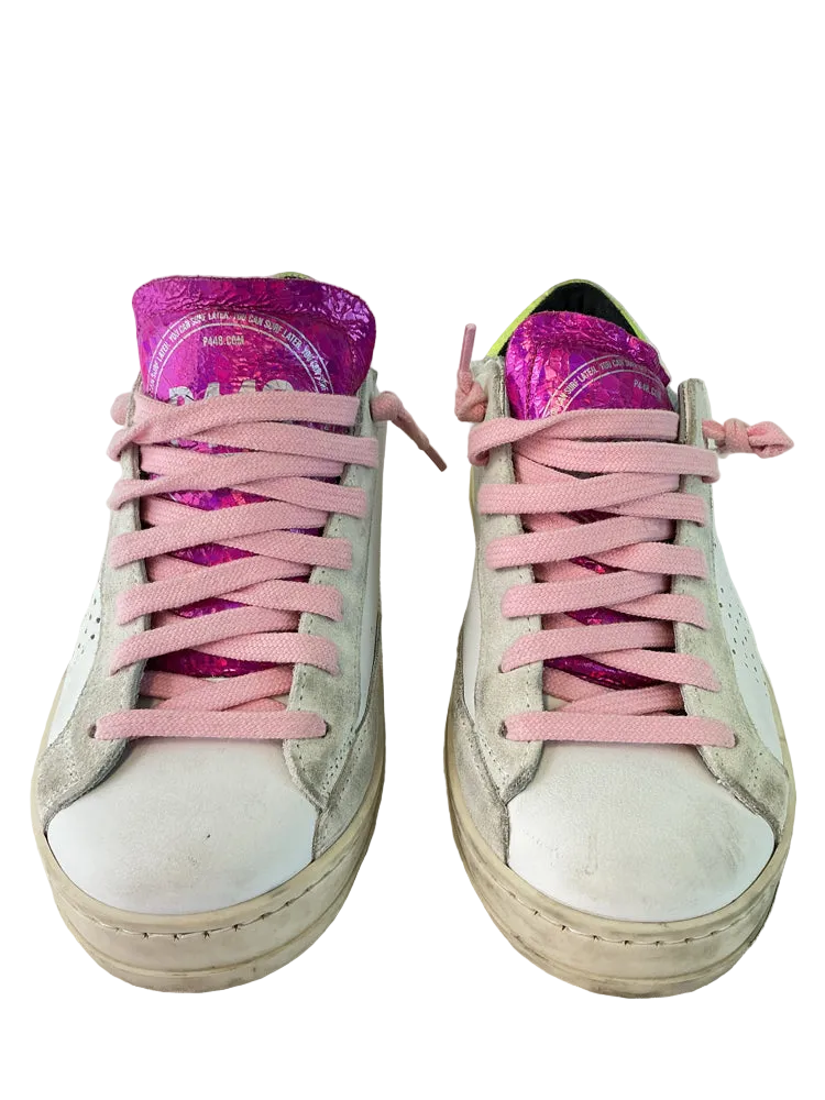 P448 Shoe Size 6 White & Pink Sneakers