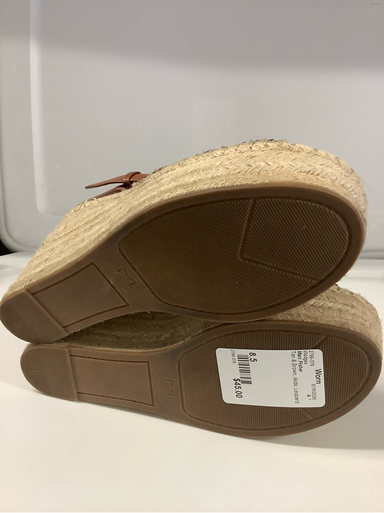 Marc Fisher Shoe Size 8.5 Tan & Brown Alida Wedges