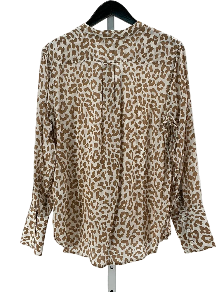 Jcrew Size L Tan & White Shirt