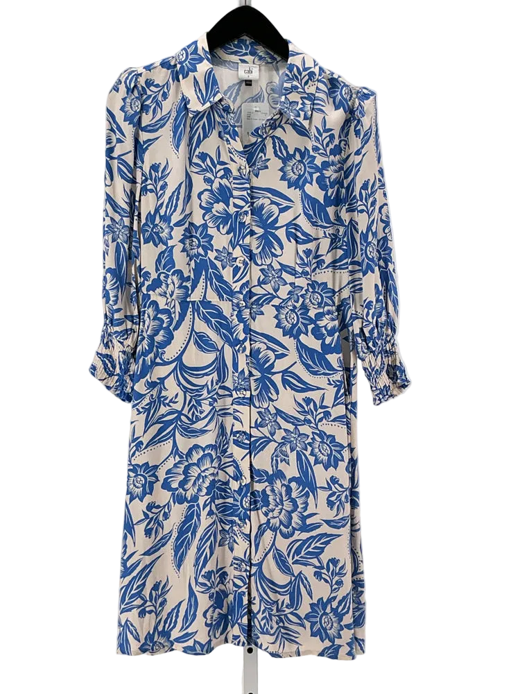 Cabi Size S Blue & Cream Dress