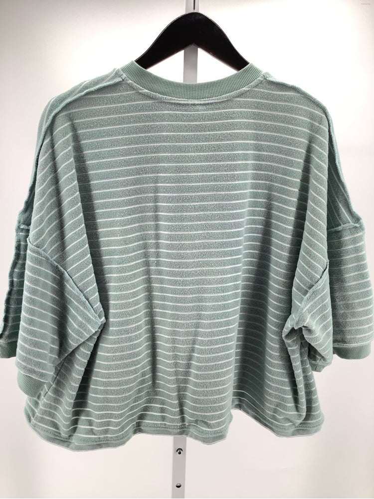 Free People Size M Green & White Matilda Cardigan