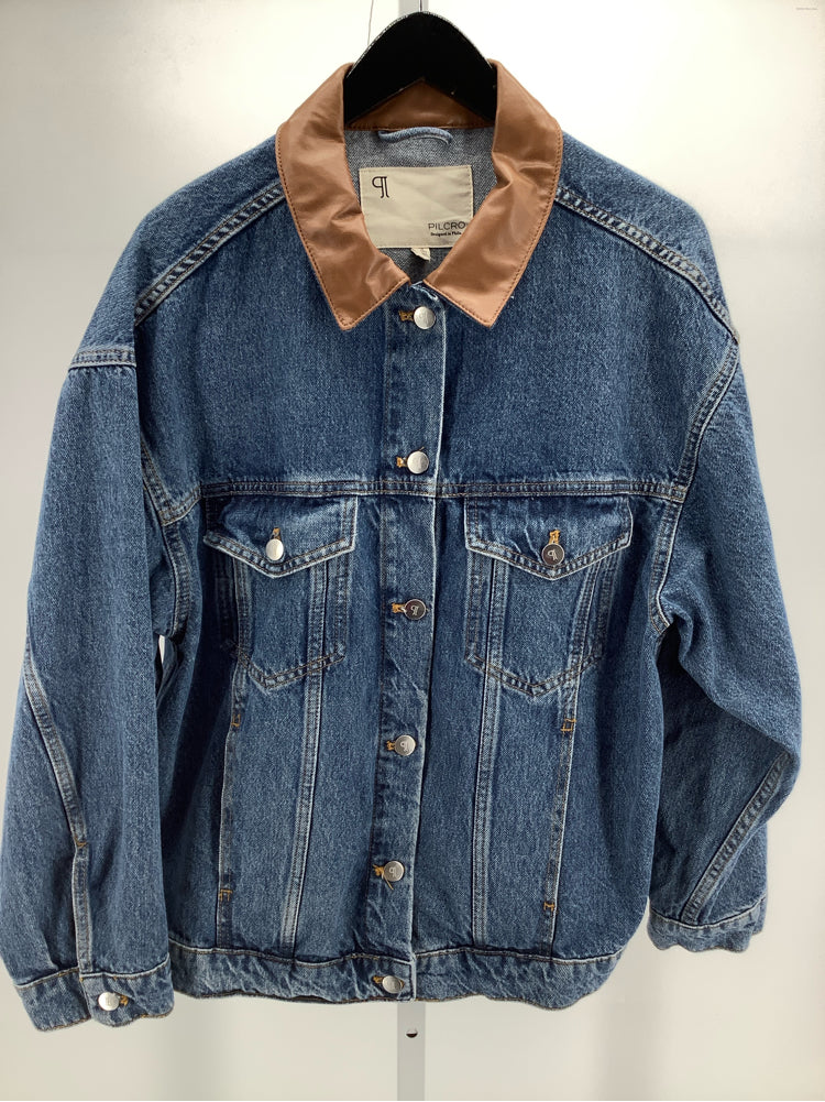 Pilcro Size M Denim & Brown Weston Jacket