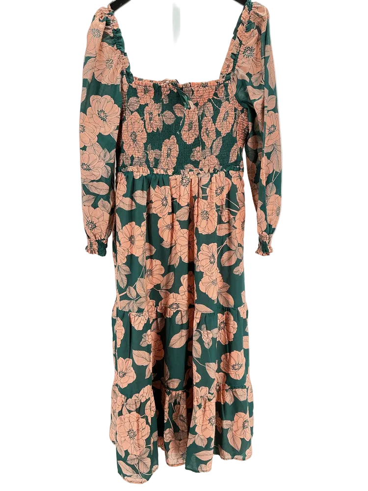 Vineyard Vines Size L Peach & Green Warren Dress