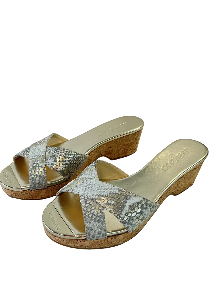 Jimmy Choo Shoe Size 6 Gold Multi Wedges