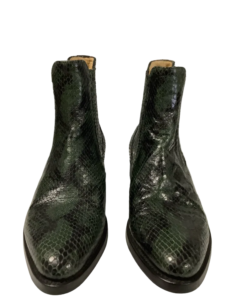 The Office of Angela Scott Shoe Size 7.5 Black & Green Booties
