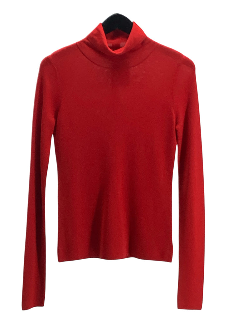 White + Warren Size L Red Turtleneck