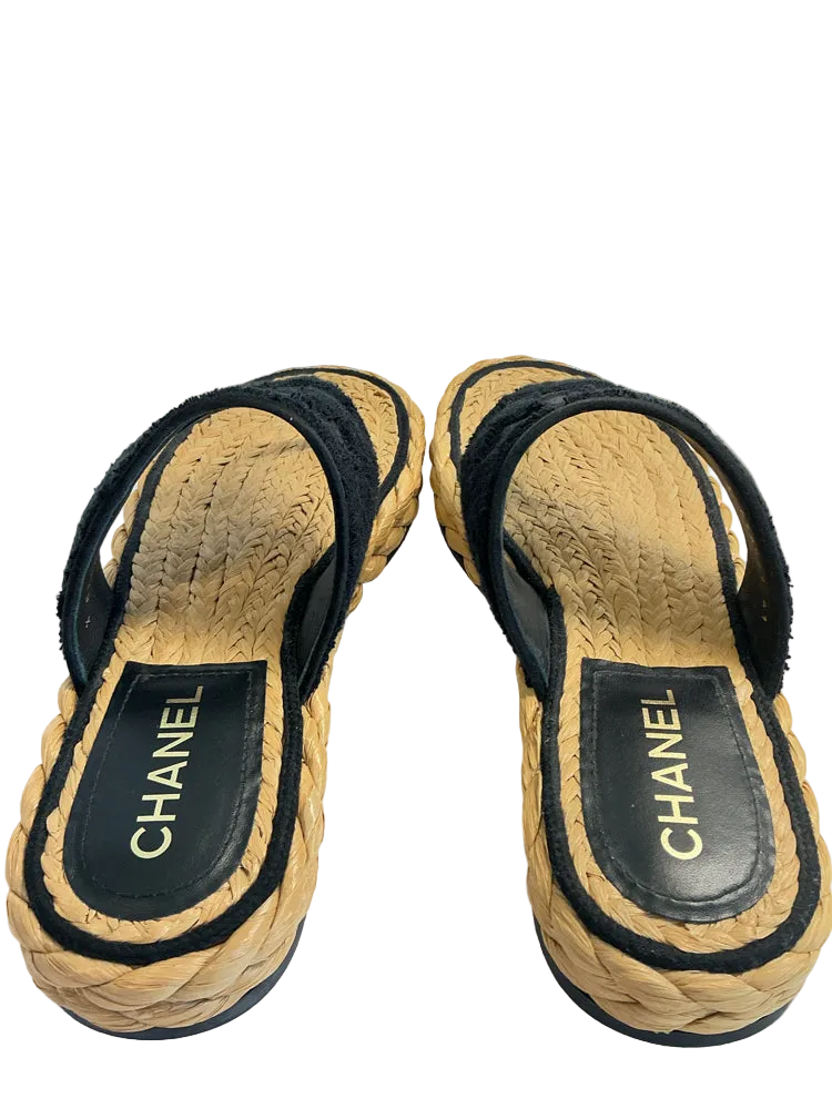 Chanel Shoe Size 10 Black Espadrille
