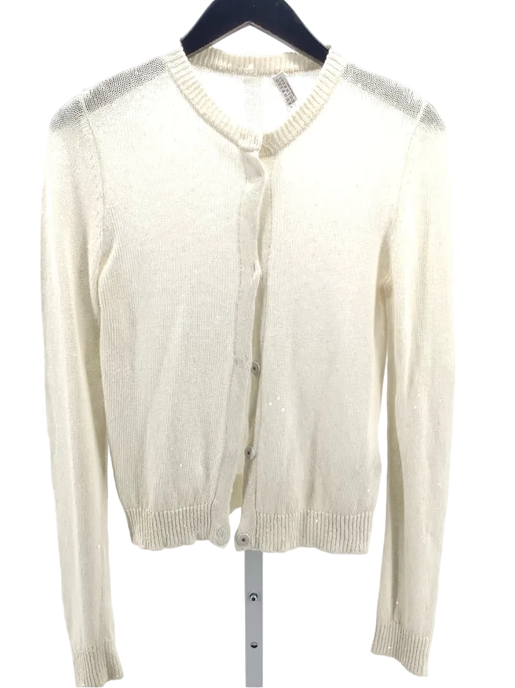 Brunello Cucinelli Size L White Cardigan