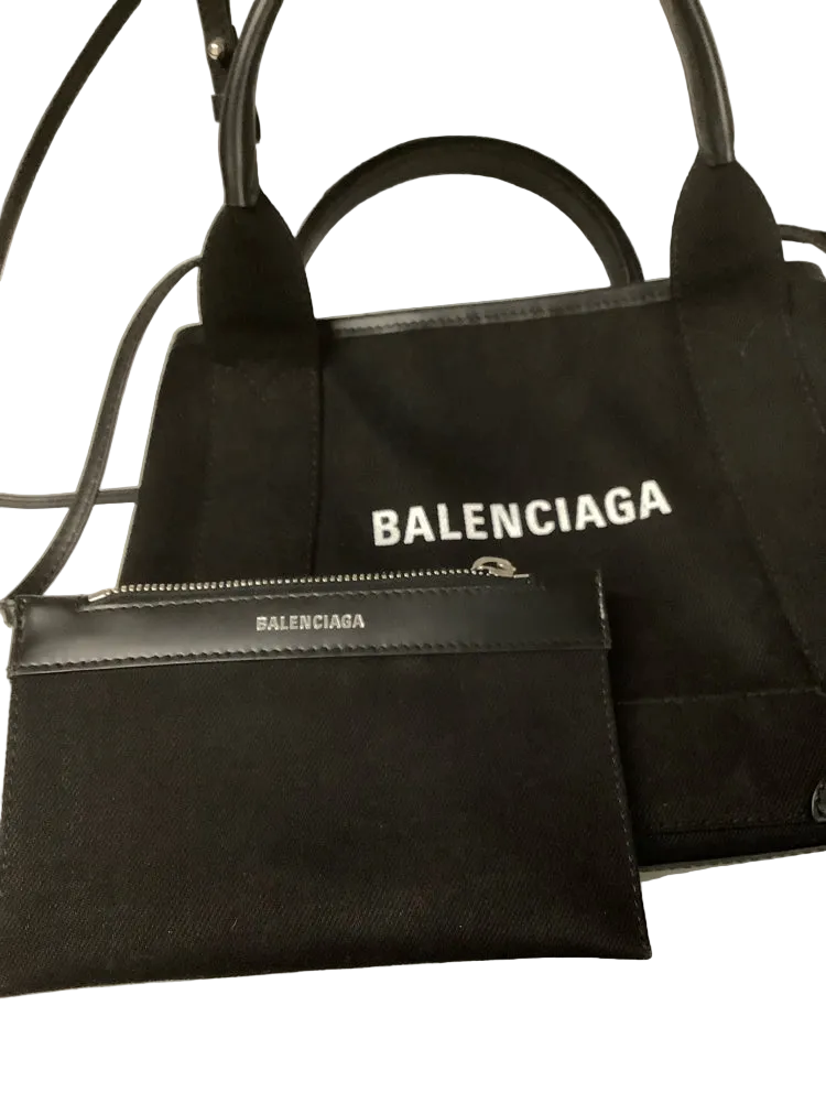 Balenciaga Black Navy Cabas Handbags