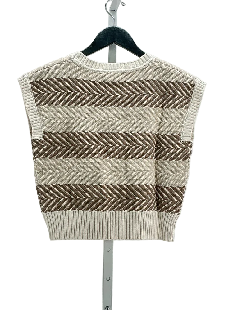 Splendid Size XS Cream & Brown Sweater