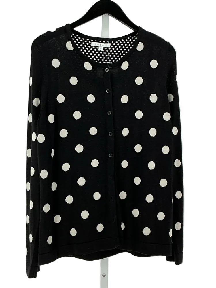 Foxcroft Size L Black & White Cardigan