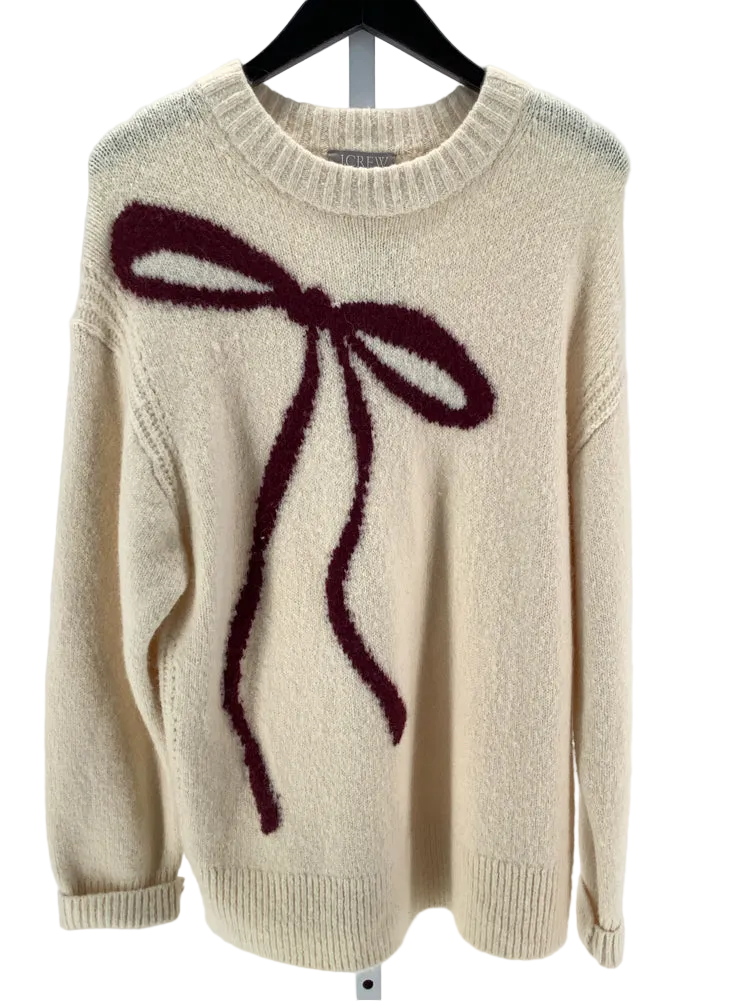 Jcrew Size S Cream & Burgundy Sweater