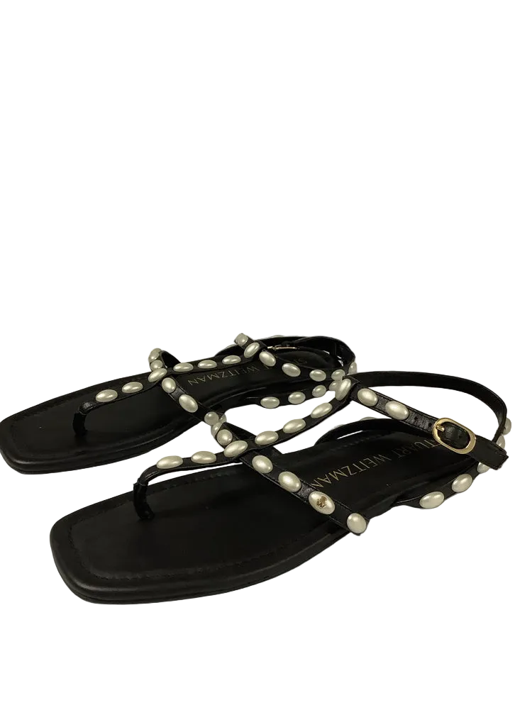 Stuart Weitzman Shoe Size 7.5 Black & White Pearlita Sandals