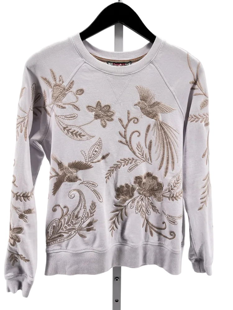 Johnny Was Size XS White & Tan Frankie Sweatshirt