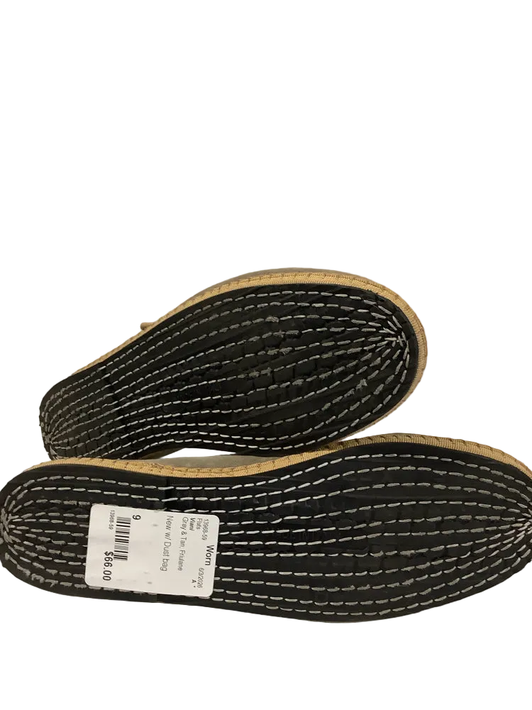 Viani Shoe Size 9 Gray & Tan Friulane Flats