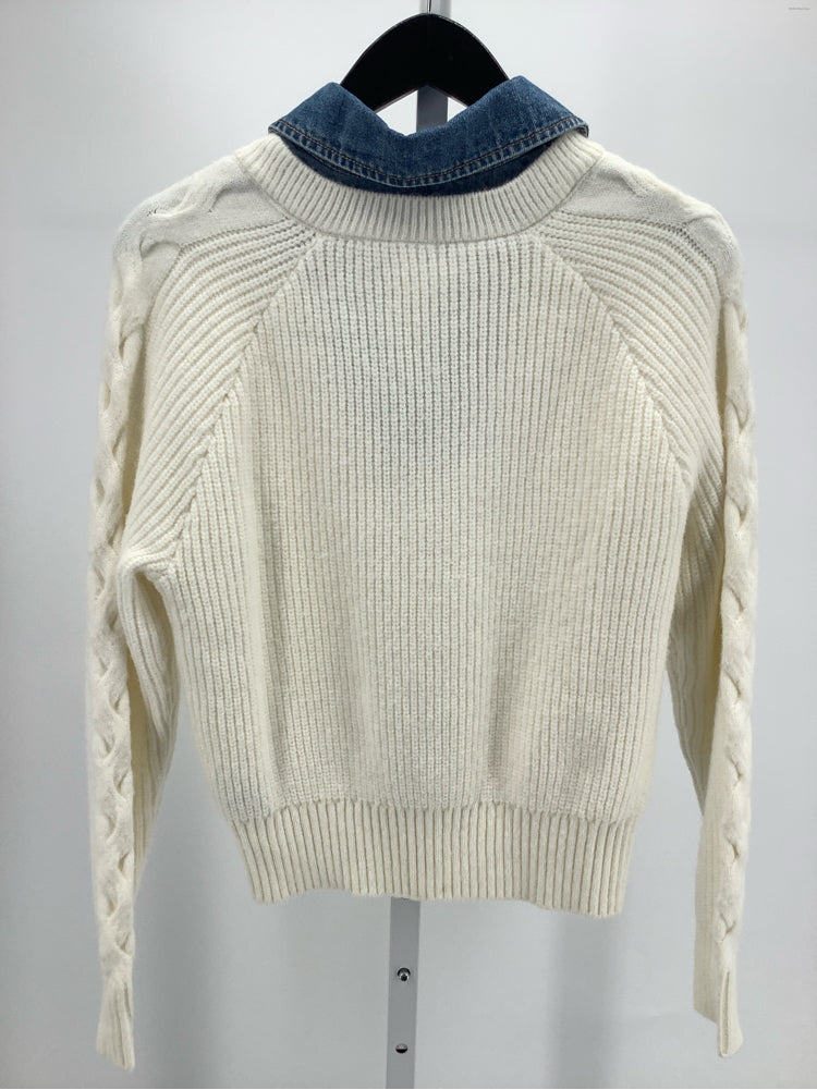 NVLT Size XS white & Denim Twofer Sweater