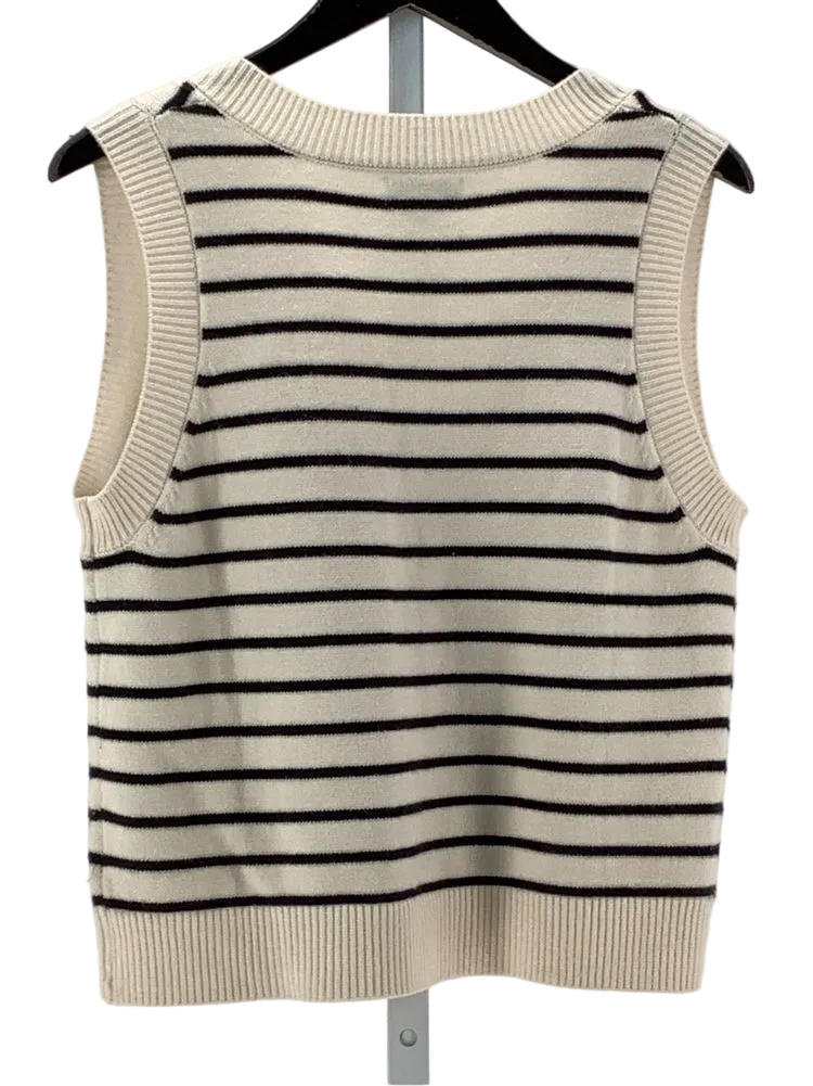 Evereve Size M Cream & Black Sweater