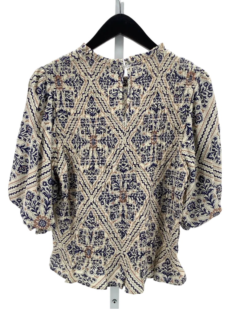 Evereve Size L Tan Multi Mina Shirt