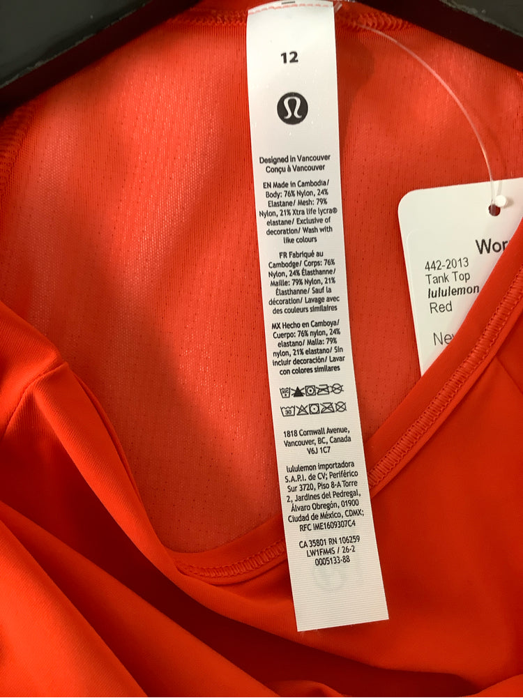 lululemon Size 12 Red Tank Top