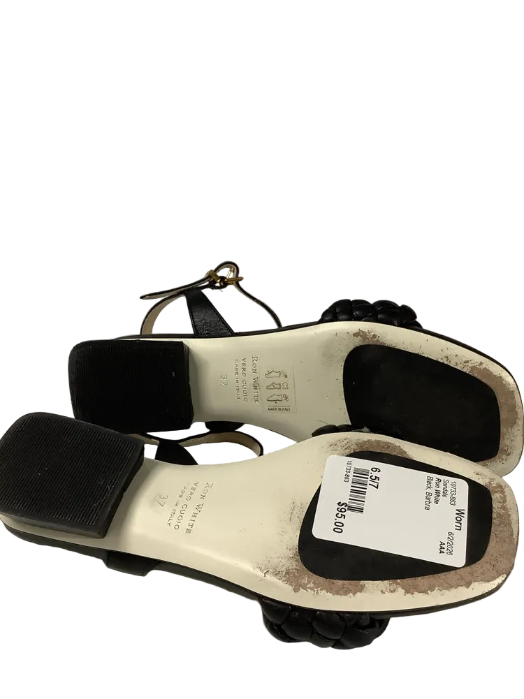 Ron White Shoe Size 6.5/7 Black Barbra Sandals