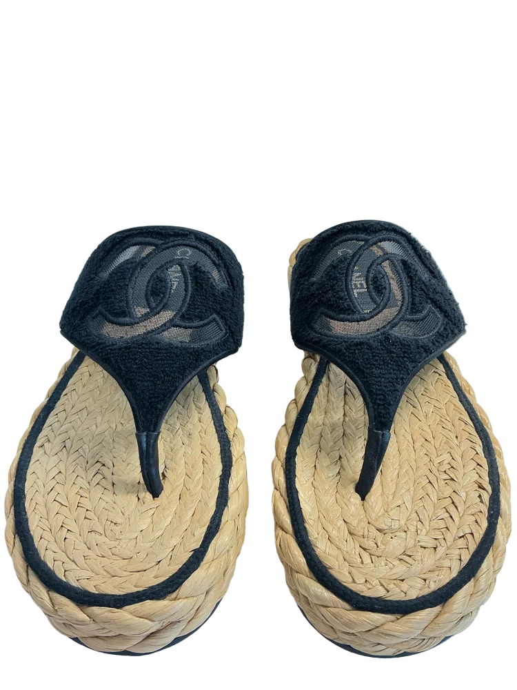 Chanel Shoe Size 10 Black Espadrille